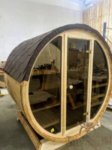Outdoor barrel sauna mini small 2 4 persons 12
