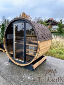 Outdoor barrel sauna mini small 2 4 persons 7