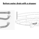 Bottom water drain with a stopper for terrace hot tub