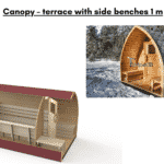 Canopy – terrace with side benches 1 m for outdoor sauna