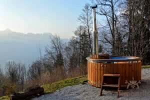 Outdoor jacuzzi hot tub wood fired 4 6 persons with snorkel burner (8)