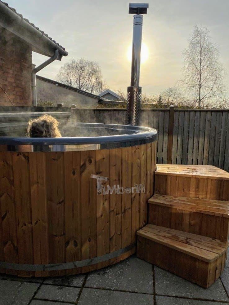 Wood burning fiberglass hot tub with jets Wellness Royal 2 1