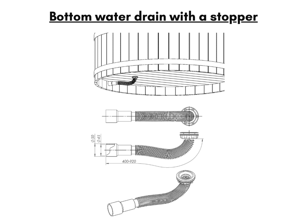 Wooden hot tub cheap model Bottom water drain with a stopper 11 1