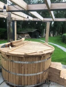 Wooden hot tub possible with jets Deluxe thermowood 1 1