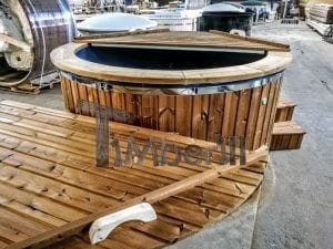 Electricity Heated Fiberglass Hot Tub With Thermowood Decoration 11