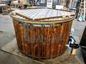 Electricity Heated Fiberglass Hot Tub With Thermowood Decoration 2