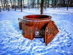 Electricity Heated Fiberglass Hot Tub With Thermowood Decoration (15)