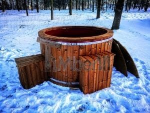 Electricity Heated Fiberglass Hot Tub With Thermowood Decoration (2)