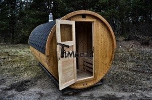 Barrel outdoor garden sauna with panoramic window 13