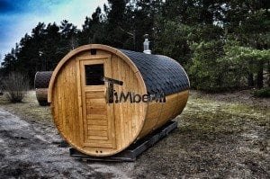 Barrel outdoor garden sauna with panoramic window 2