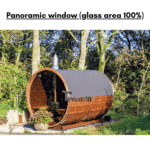 Panoramic window for a barrel sauna