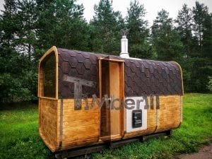 Rectangular wooden outdoor sauna 1