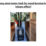 Stainless steel water tank for wood burning heaters for a barrel sauna