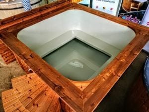 Wood fired hot tub square rectangular model with external wood burner 8