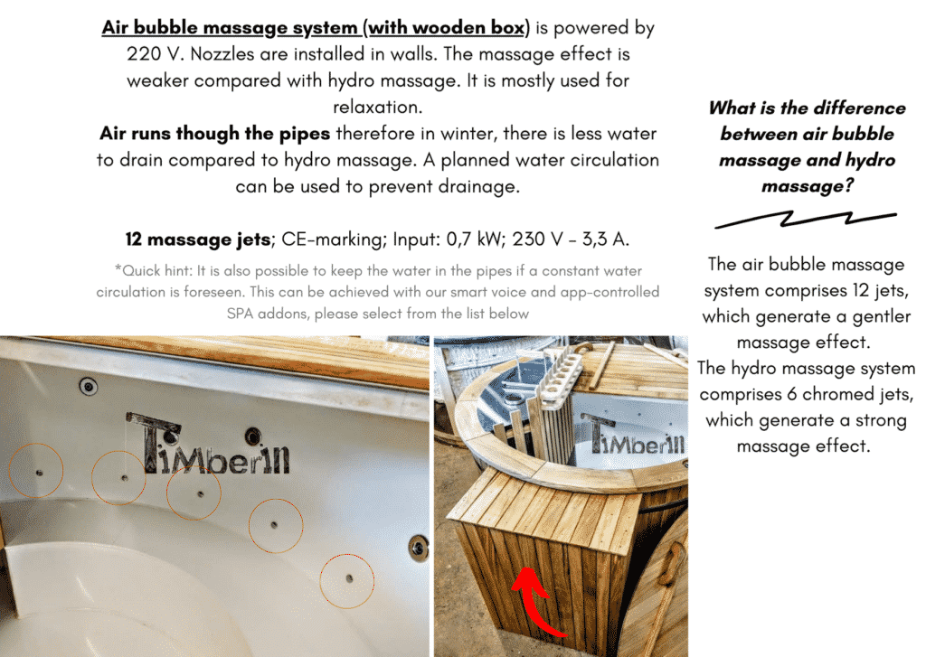Outdoor garden hot tub jacuzzi with polypropylene liner Air bubble massage system 17