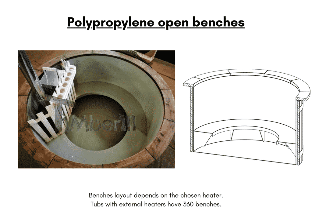Outdoor garden hot tub jacuzzi with polypropylene liner Polypropylene open benches6