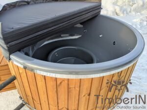 Wood fired hot tub with jets with external wood burner 19