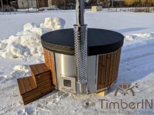 Wood fired hot tub with jets with external wood burner 26