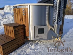 Wood fired hot tub with jets with external wood burner 9