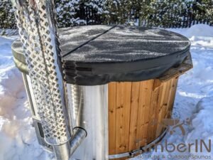Wood fired hot tub with jets with integrated wood burner 26
