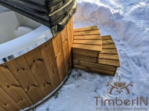 Wood fired hot tub with jets with integrated wood burner 9