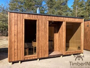 Outdoor modern sauna with a glass front (6)